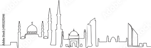 Cairo skyline with line art style vector illustration. Modern city design vector. one line Icon drawing