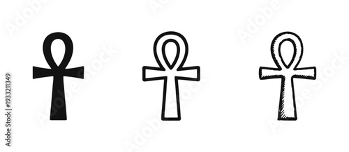 Ancient Egyptian Ankh Symbol of Life Icon Set