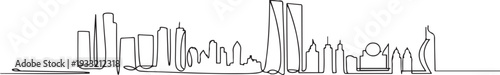 Ajman skyline with line art style vector illustration. Modern city design vector. one line Icon drawing