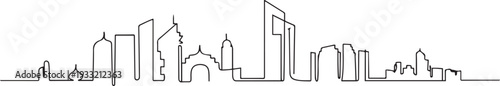 Ajman skyline with line art style vector illustration. Modern city design vector. one line Icon drawing