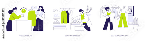 At the check-out counter isolated cartoon vector illustrations se