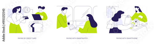 Contactless payment isolated cartoon vector illustrations se