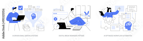 AI Tools Enhance Focus, Efficiency abstract concept vector illustrations.