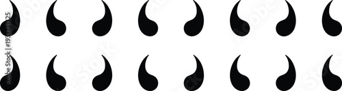 Black flame silhouettes collection isolated on white background, minimalist fire icon set for logo, tattoo, branding, sticker and decorative vector design