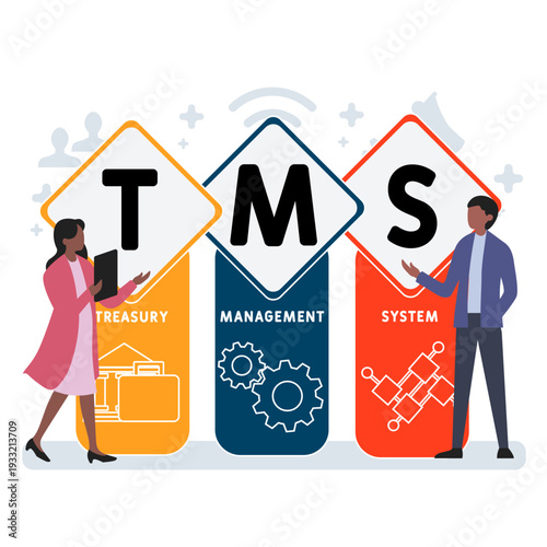 TMS - Treasury Management System мacronym. business concept background. vector illustration concept with keywords and icons. lettering illustration with icons for web banner, flyer, landing