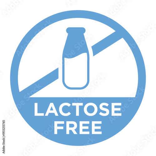 Lactose free symbol for dietary restrictions and milk allergy awareness