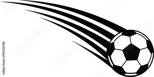 Soccer ball in motion with speed lines