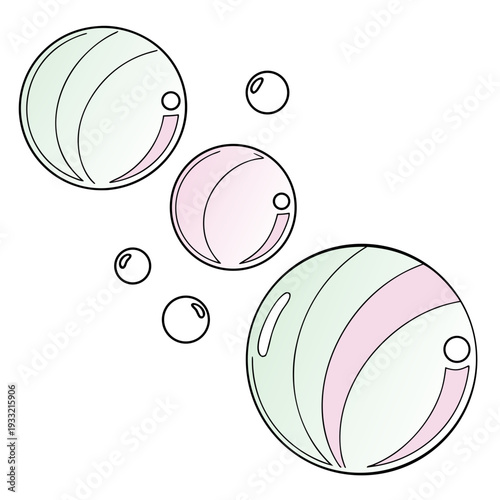 3D Floating Spheres Vector Illustration, Pastel Gradient Materials, Isolated on White Background for Ads and Social Media