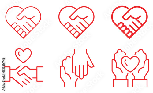 Broken heart love relationship failure flat design vector illustration red outline