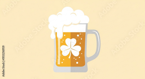 Foamy beer mug with shamrock on transparent background for st patrick's day celebration
