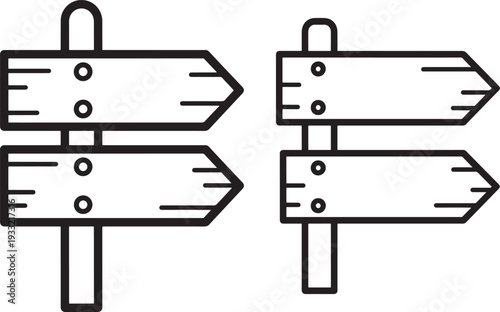 Directional signs pointing different ways silhouette