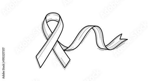 Awareness Ribbon Continuous Line Art for Support and Charity