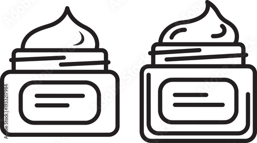 Cosmetic cream jars with label silhouette