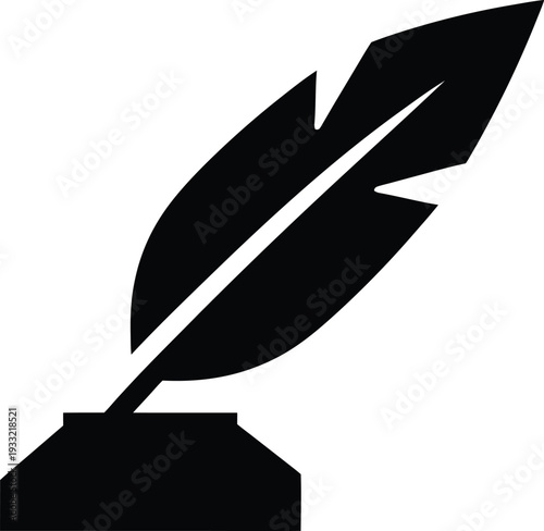 quill pen silhouette vector illustration on transparent background