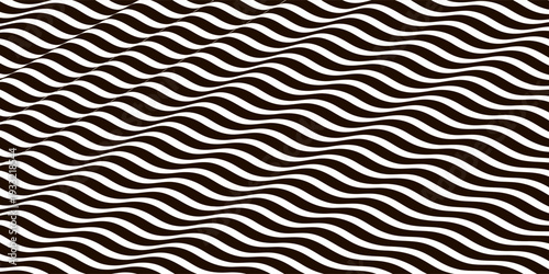 Optical art  background. 3d Optical illusion. Modern wavy geometric background. Monochrome  pattern. Design for wallpaper, wrapping, fabric, background, backdrop, print or banner.