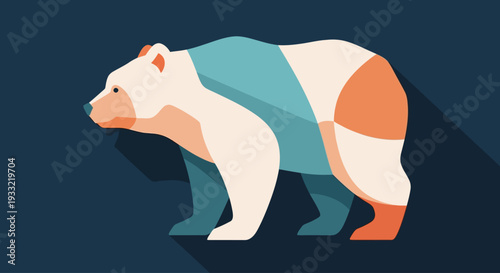 Geometric bear illustration on dark blue background viewed from side