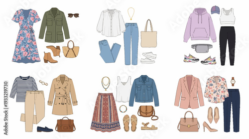 Fashionable outfits for every occasion with stylish clothing and accessories