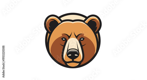 Illustration of a brown bear's face viewed directly with a neutral expression