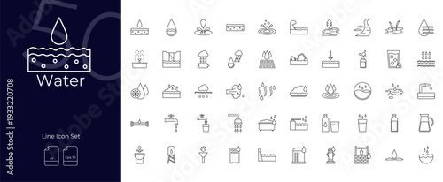 Water Line Editable Icons set