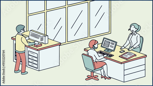 Professionals working collaboratively in modern office environment