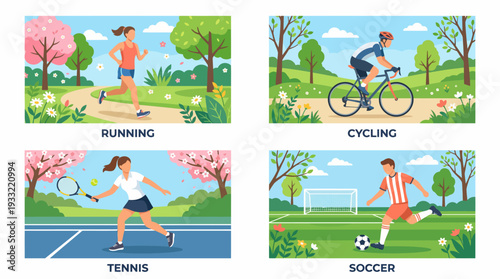 People engaging in various outdoor sports and activities