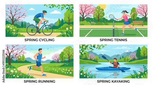 People enjoying spring sports and outdoor activities