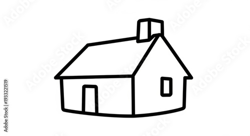 Simple house silhouette with chimney on transparent background