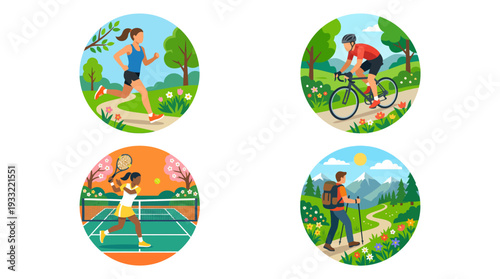 People enjoying outdoor activities in nature with vibrant scenery