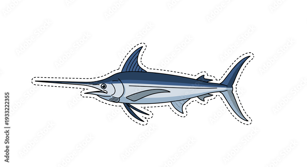 Obraz premium Swordfish illustration in vibrant colors with detailed features 