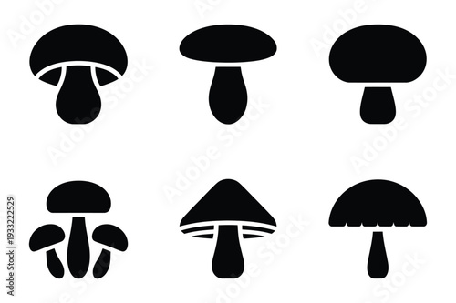 Mushroom Icons: Various Fungi Types for Nature and Food