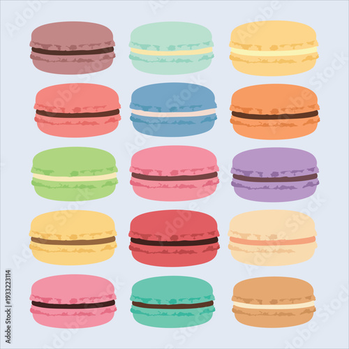 Macarons art colored dessert illustration