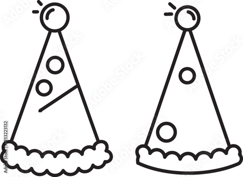 Silhouette party hats with pompom and decorations