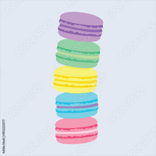 Macarons art colored dessert illustration