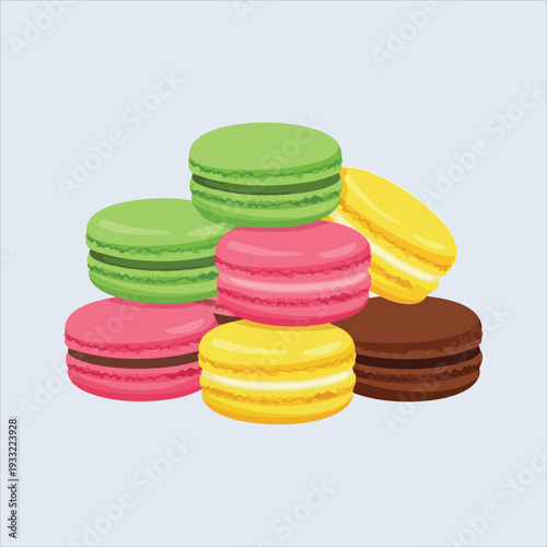 Macarons art colored dessert illustration