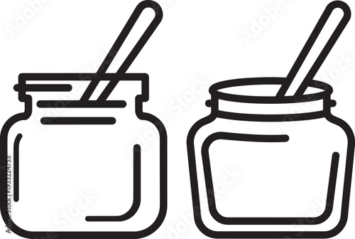Two jars silhouette with spoons on white background