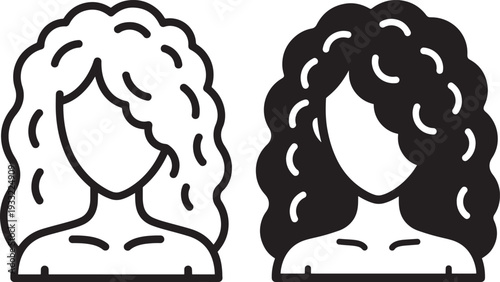 Two women silhouette with curly hair