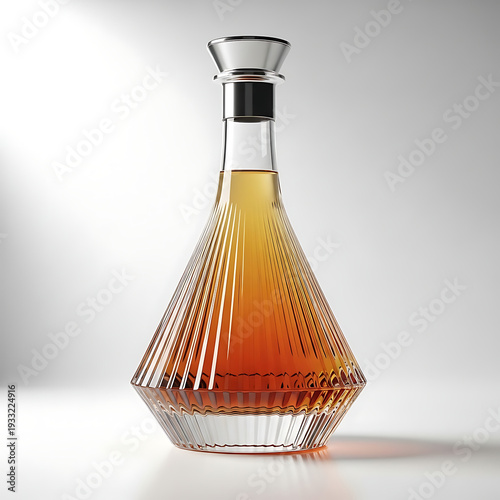 Elegant glass decanter filled with amber liquid