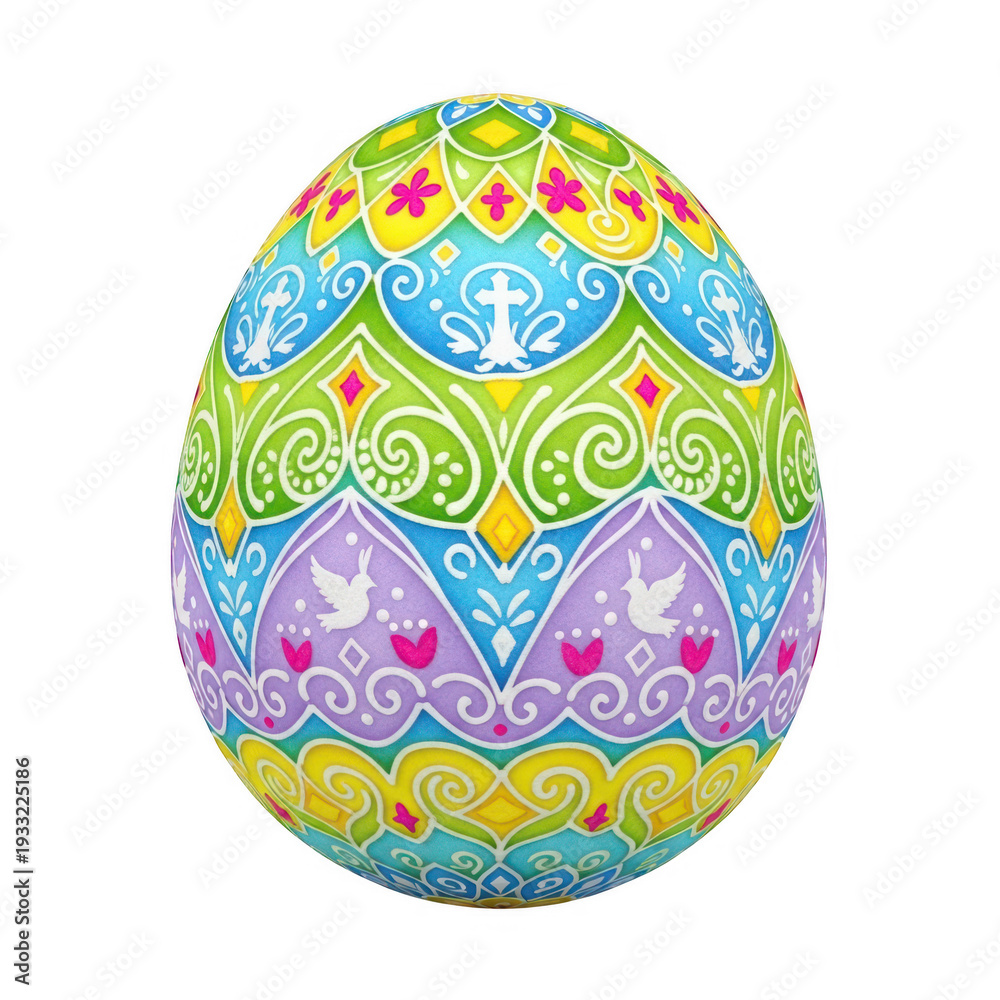Fototapeta premium A beautifully decorated easter egg with intricate designs and patterns.