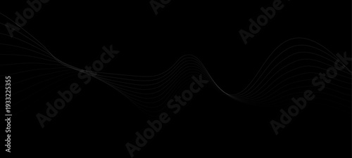 Elegant Abstract Monochrome Wave Line Vector Background Featuring Flowing Curved Strands, Dynamic Light Trails, and Futuristic Minimal Black and White Digital Soundwave Pattern Design