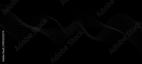 Elegant Abstract Monochrome Wave Line Vector Background Featuring Flowing Curved Strands, Dynamic Light Trails, and Futuristic Minimal Black and White Digital Soundwave Pattern Design