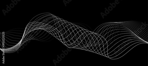 Elegant Abstract Monochrome Wave Line Vector Background Featuring Flowing Curved Strands, Dynamic Light Trails, and Futuristic Minimal Black and White Digital Soundwave Pattern Design