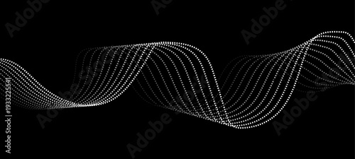 Elegant Abstract Monochrome Wave Line Vector Background Featuring Flowing Curved Strands, Dynamic Light Trails, and Futuristic Minimal Black and White Digital Soundwave Pattern Design