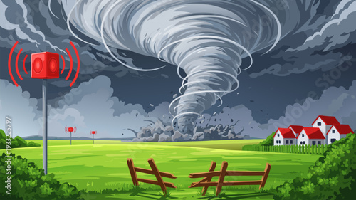 Tornado Warning Siren System Alerts Rural Community to Approaching Dangerous Weather Event