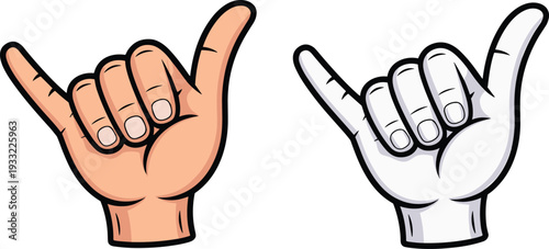 Shaka hand gesture hang loose sign vector illustration isolated friendly communication surfing symbol