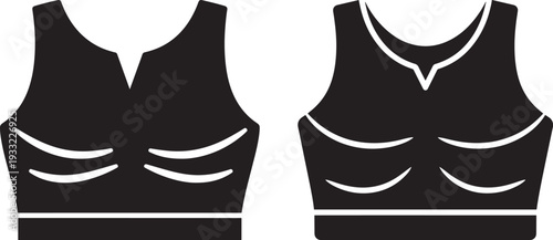 Sports bra silhouette pair isolated on white background