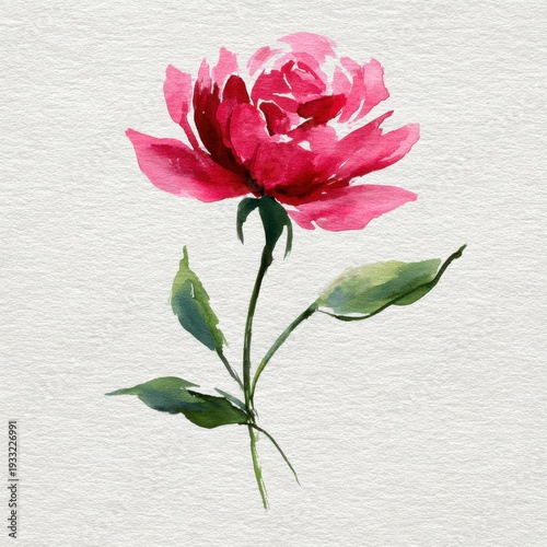 A rose in a watercolor brush stroke outline.