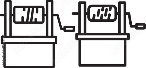 Water well silhouette pair isolated on white background