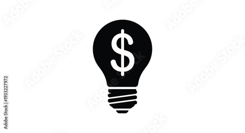 A striking black silhouette of a lightbulb containing a dollar sign symbolizing financial ideas high quality professional detailed