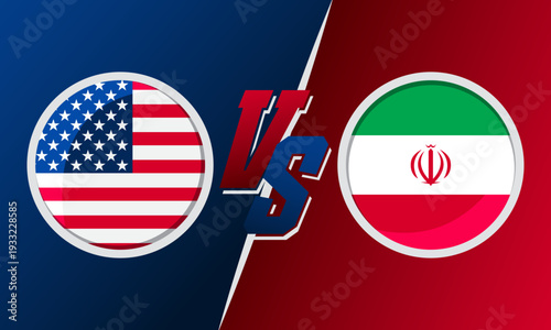 USA vs Iran Flags Concept. Geopolitical Conflict, International Relations, and Sports Rivalry Illustration