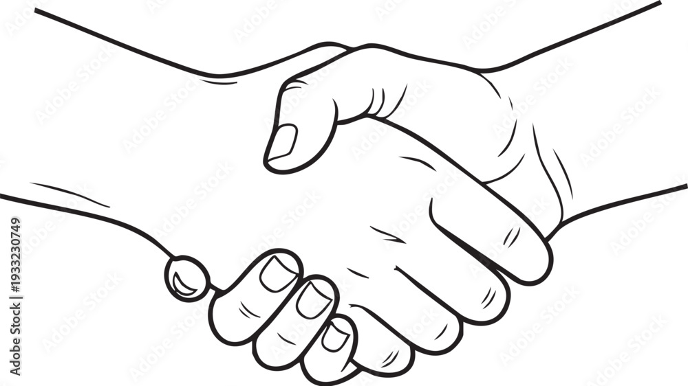 Fototapeta premium Handshake illustration in black and white agreement